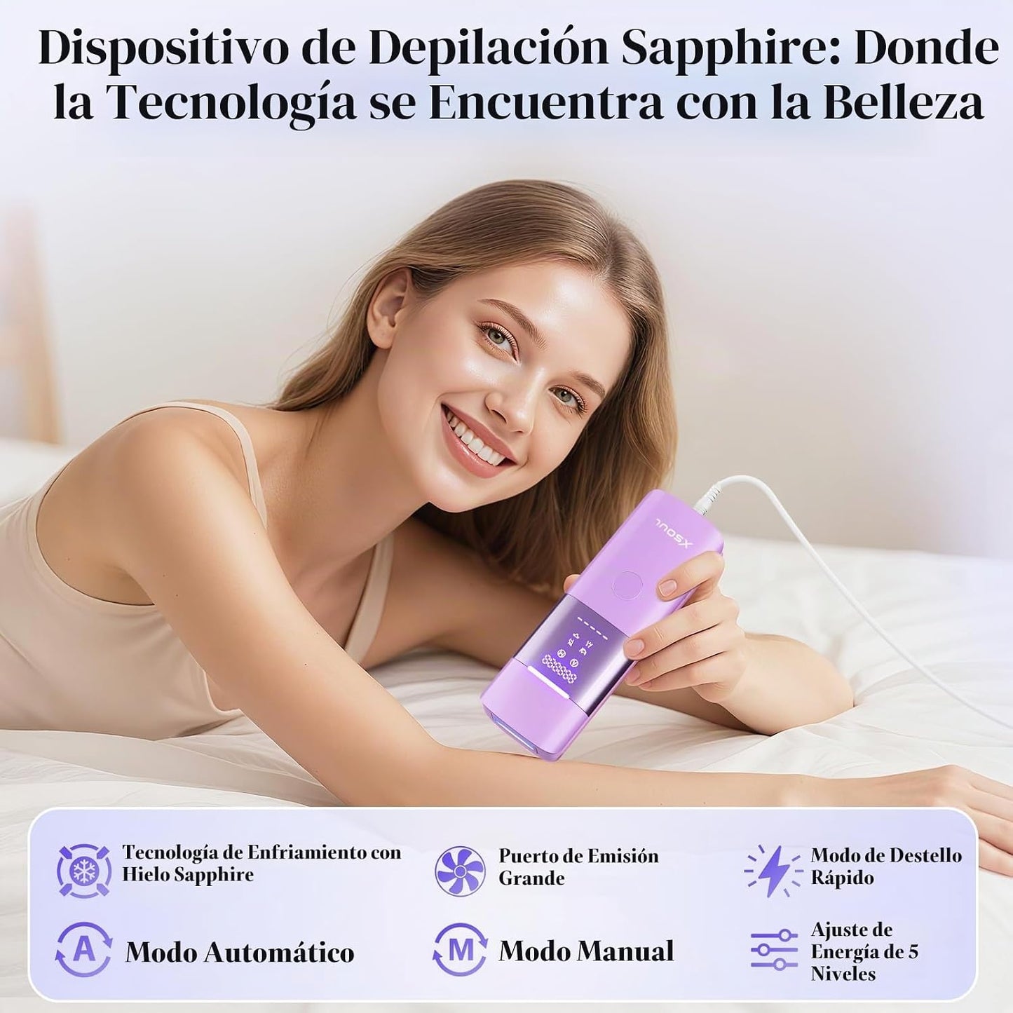 Xsoul - Depiladora láser con enfriamiento de hielo de zafiro a 5℃,...