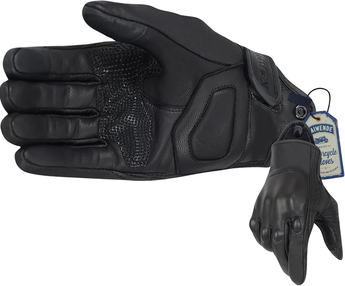 KAIWENDE Guantes de Motocicleta para Hombre, Guantes de Cuero para...
