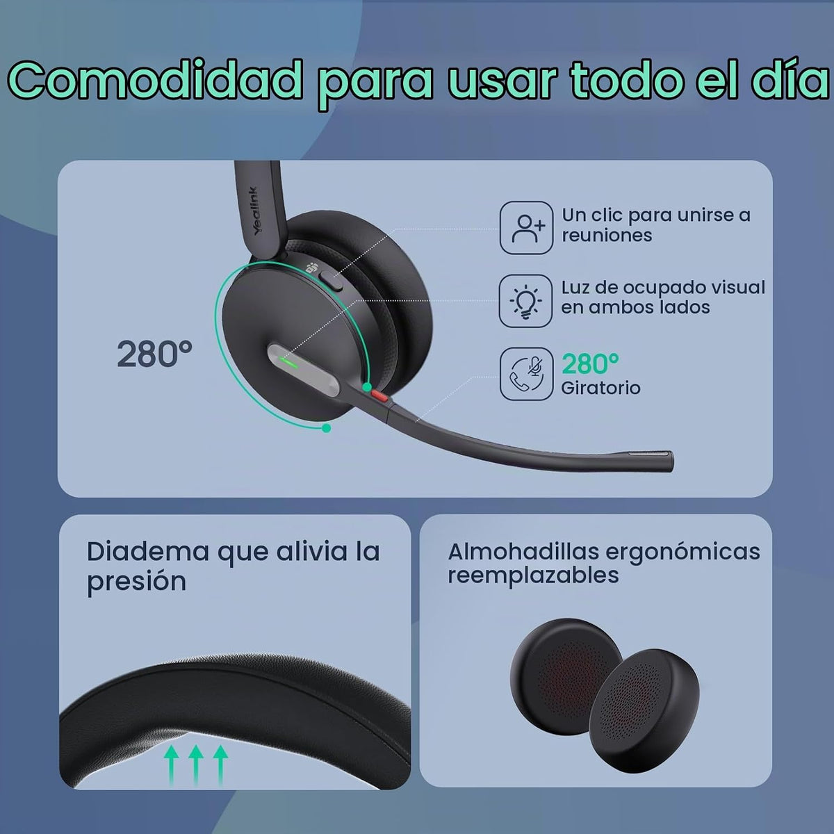 Yealink WH64 Workstation Sistema de auriculares inalámbricos dual c...