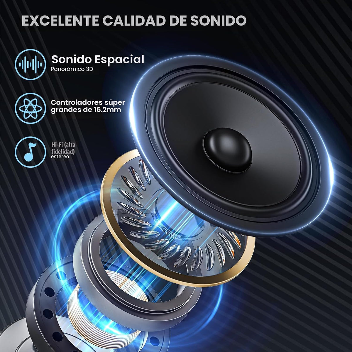 TRAUSI Auriculares inalámbricos con Bluetooth, auriculares estéreo...