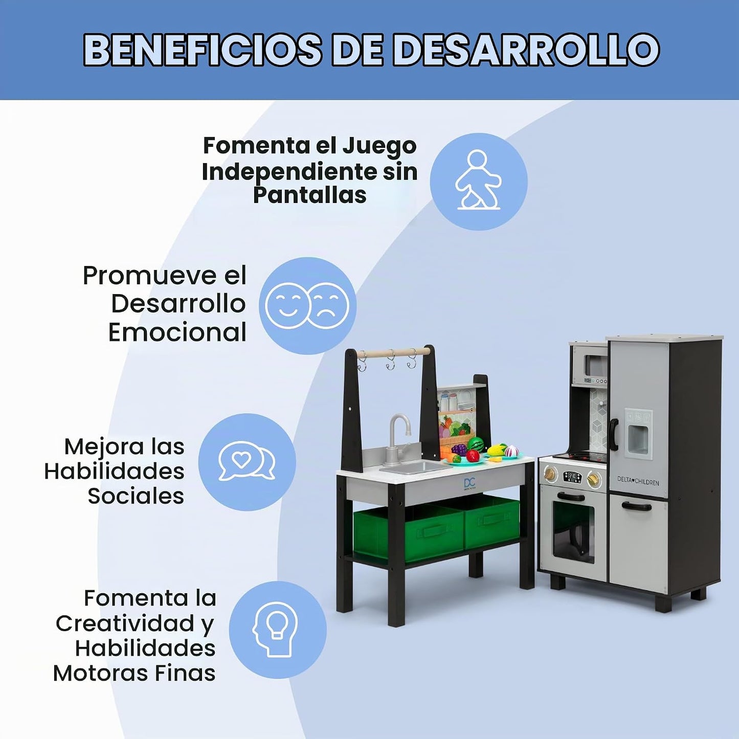 Delta Children - Cocina de juguete Gourmet Todo en Uno de Rincón -...