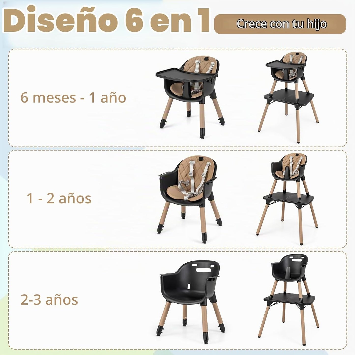 Honey Joy Silla alta 5 en 1 convertible para bebés y niños\/Juego d...