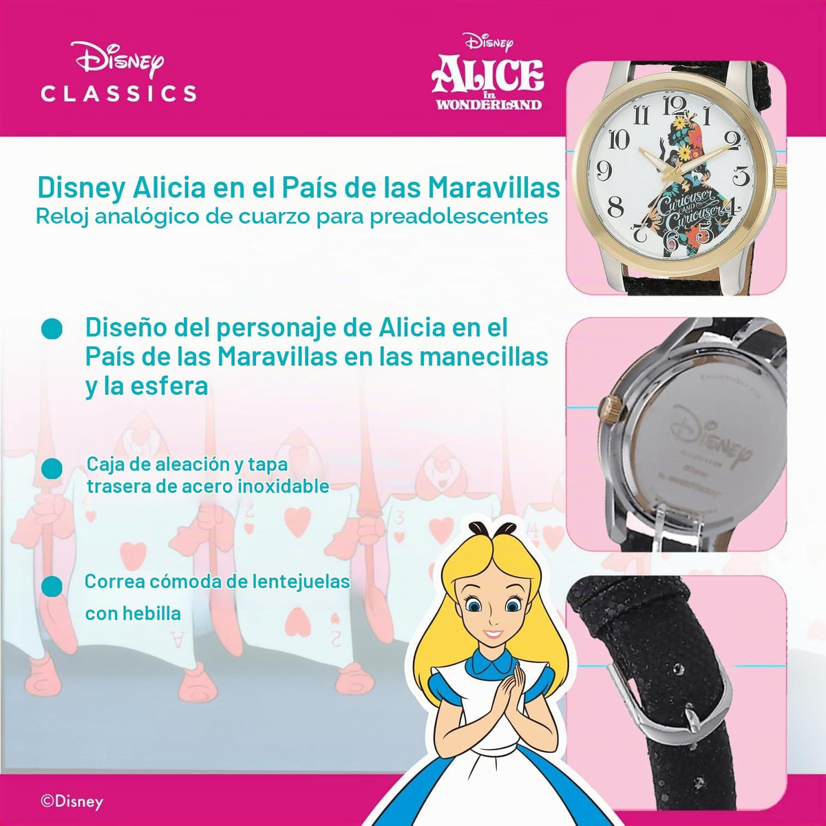 Disney Reloj de cuarzo analógico deportivo casual para adultos