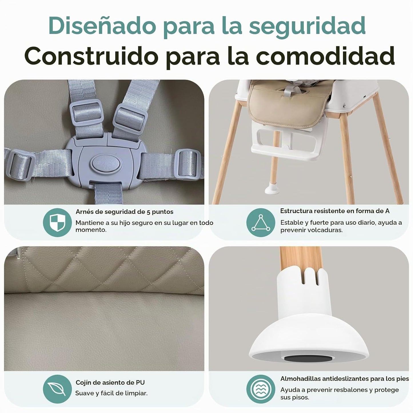 Silla alta portátil 3 en 1 para bebés y niños pequeños, trona plega...