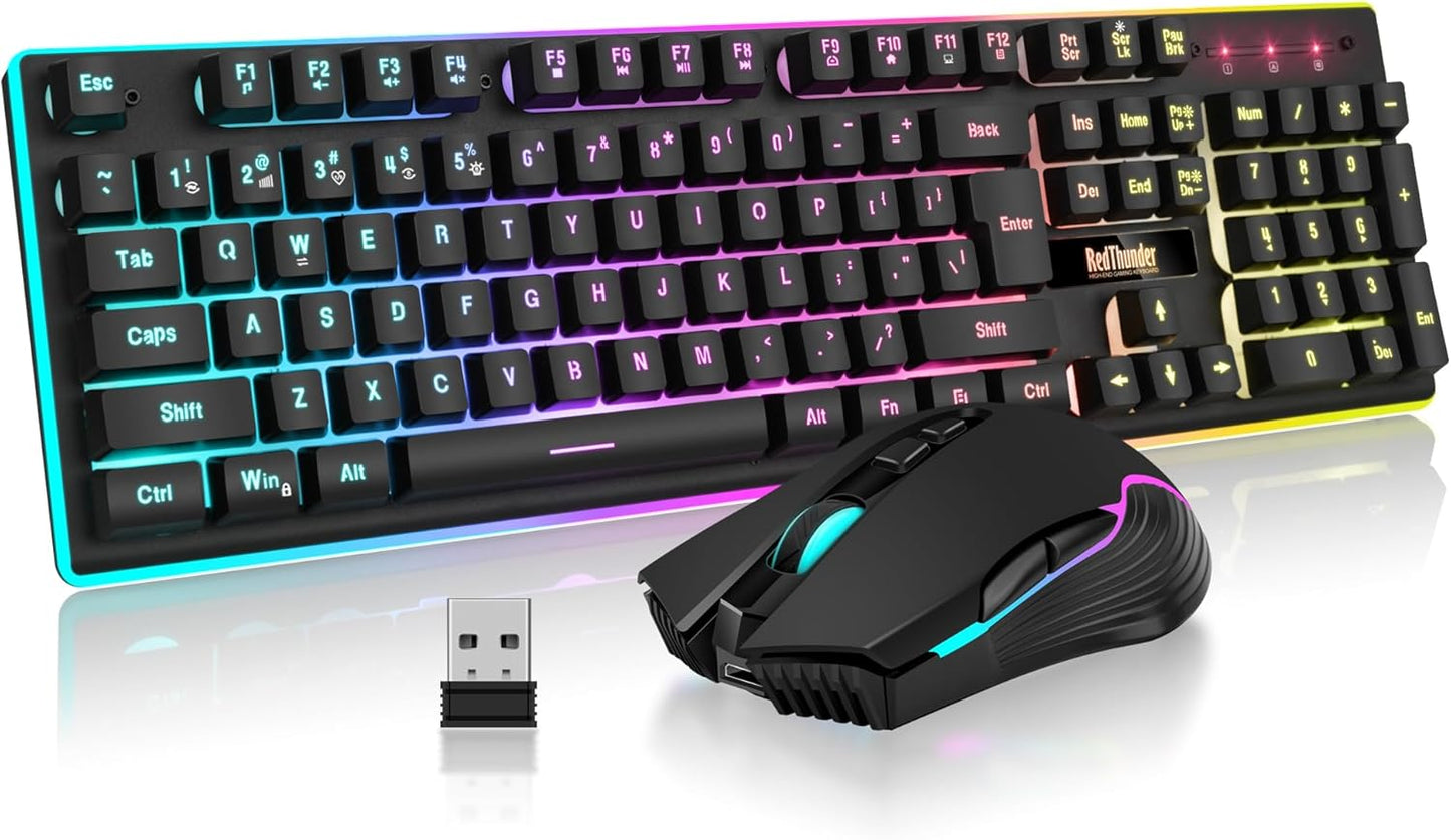RedThunder K10 Juego de mouse y teclado inalámbricos, para videojue...