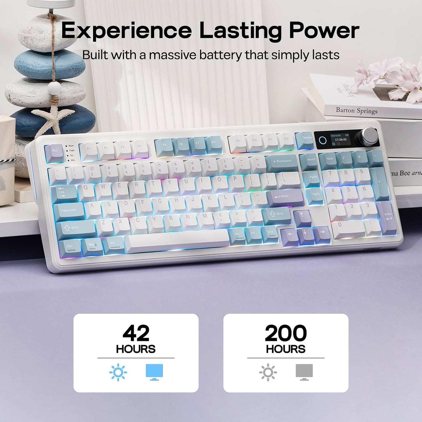 Teclado mecánico EPOMAKER TH99 PRO 96% con pantalla y perilla + rat...