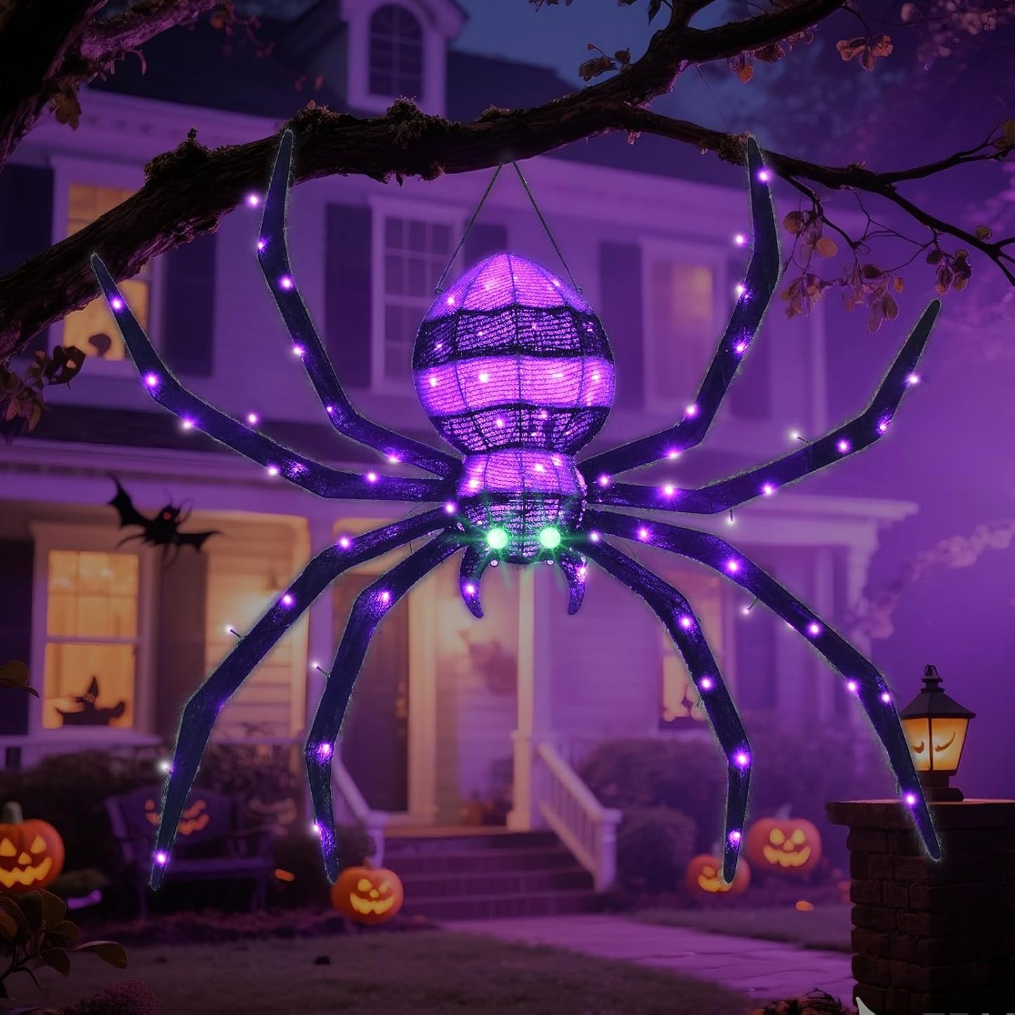 HOYECHI Decoraciones de Halloween para colgar al aire libre, araña...