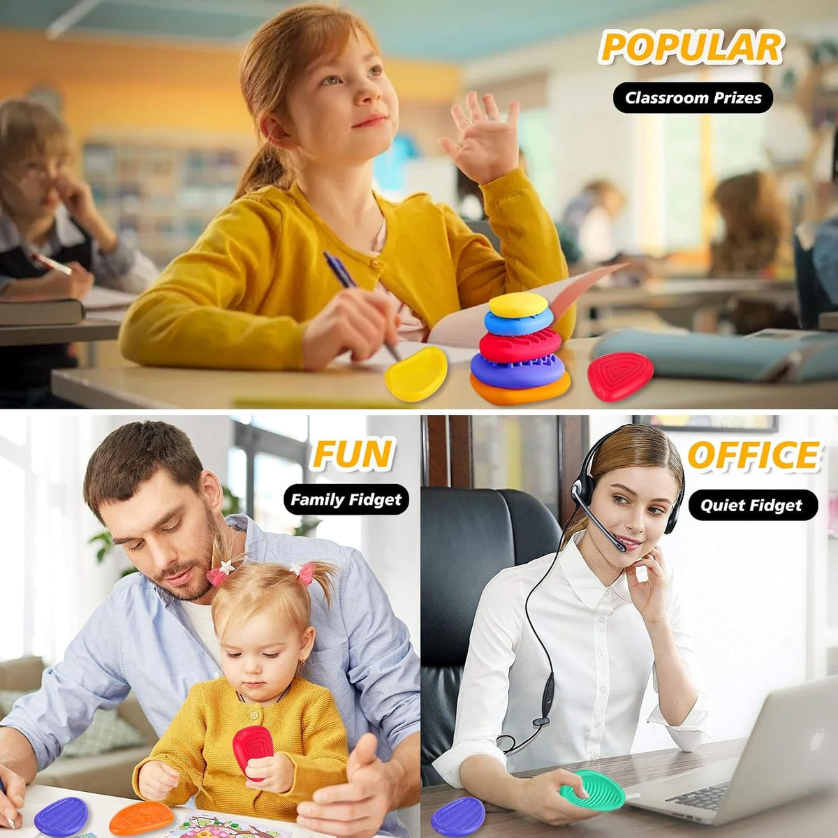 Piedras de preocupación para la ansiedad, juguetes para adultos, pi...