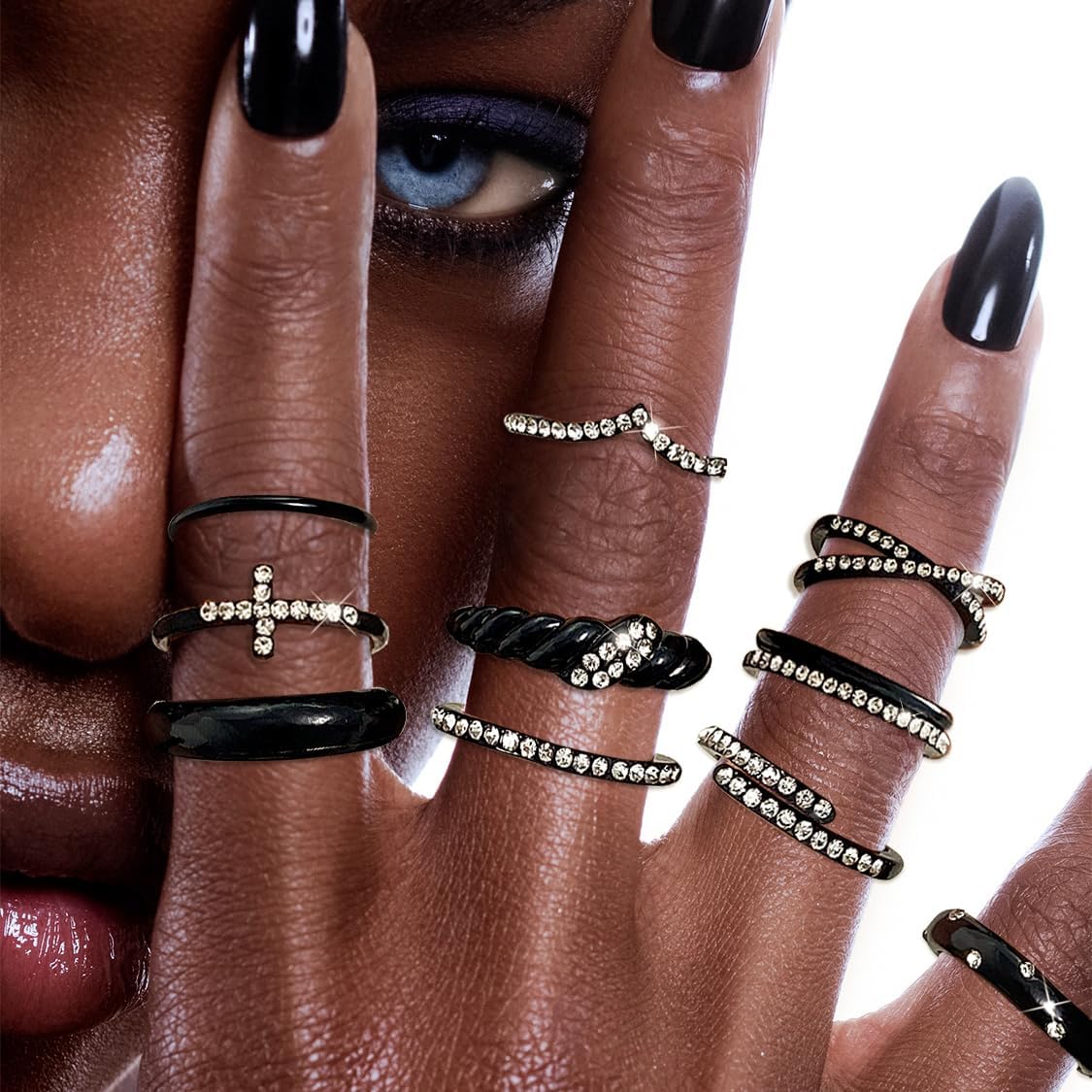 KISS WIFE Anillos apilables de oro para mujer, delicado juego de an...