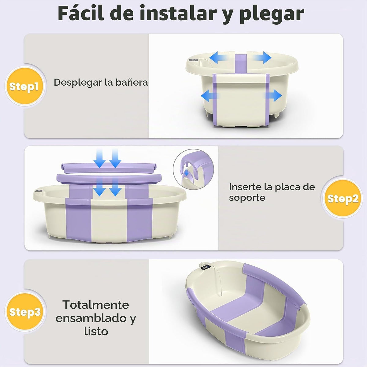 Bañera plegable para recién nacidos a niños pequeños de 0 a 36 mese...