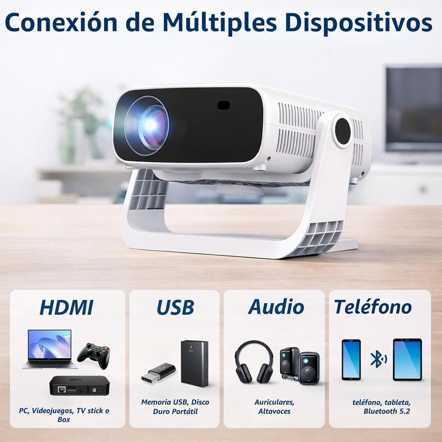 Wielio Proyector inteligente 2026 Android TV con WiFi 6 y Bluetooth...