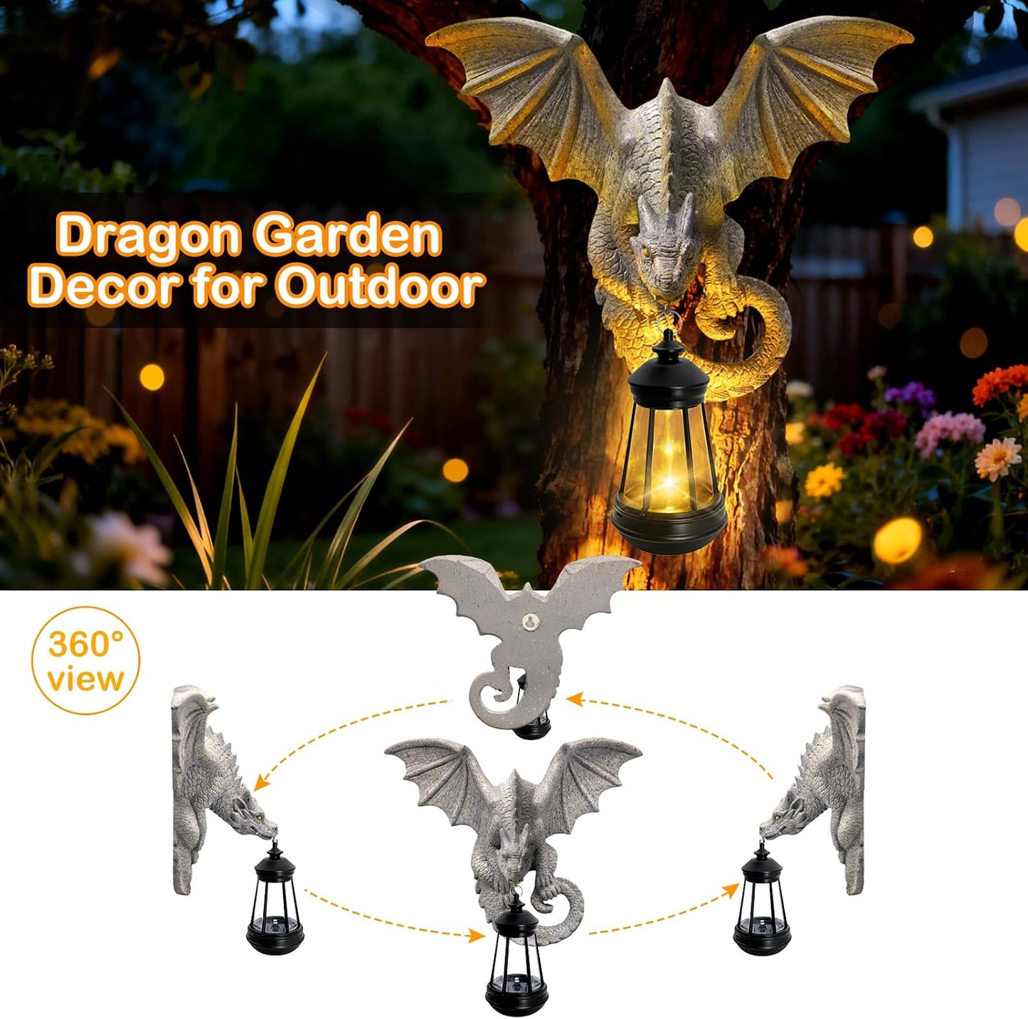 Estatua de Jardín Abrazador de Árboles Dragón - Esculturas Colgante...