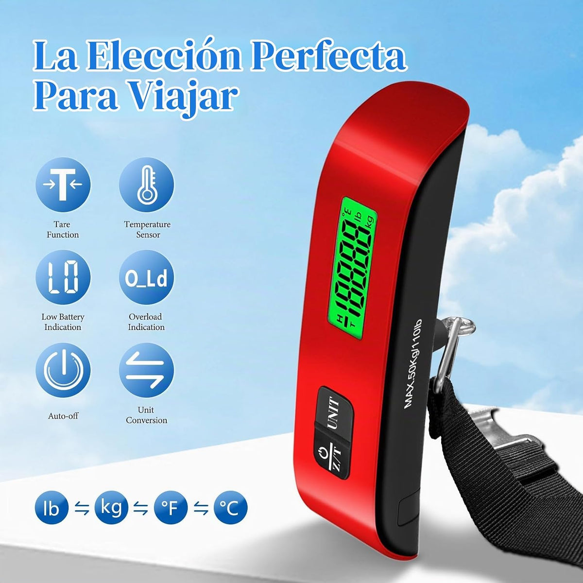 Báscula de equipaje, báscula de equipaje de 110 libras con funcione...