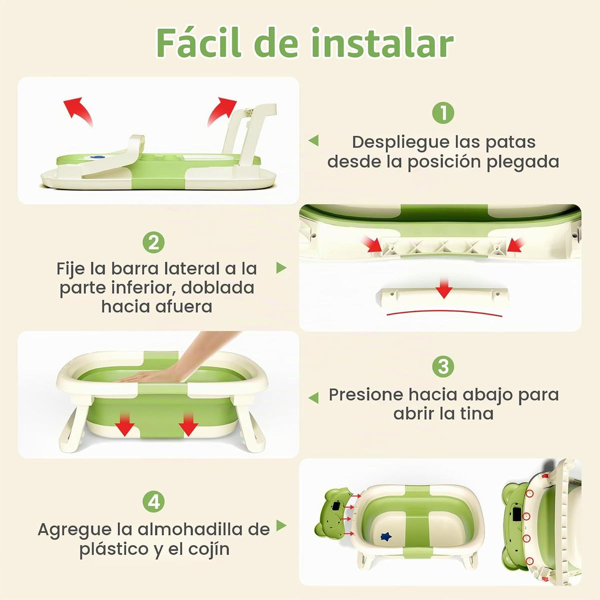 Kerbwry Bañera plegable para bebés recién nacidos y niños pequeños...