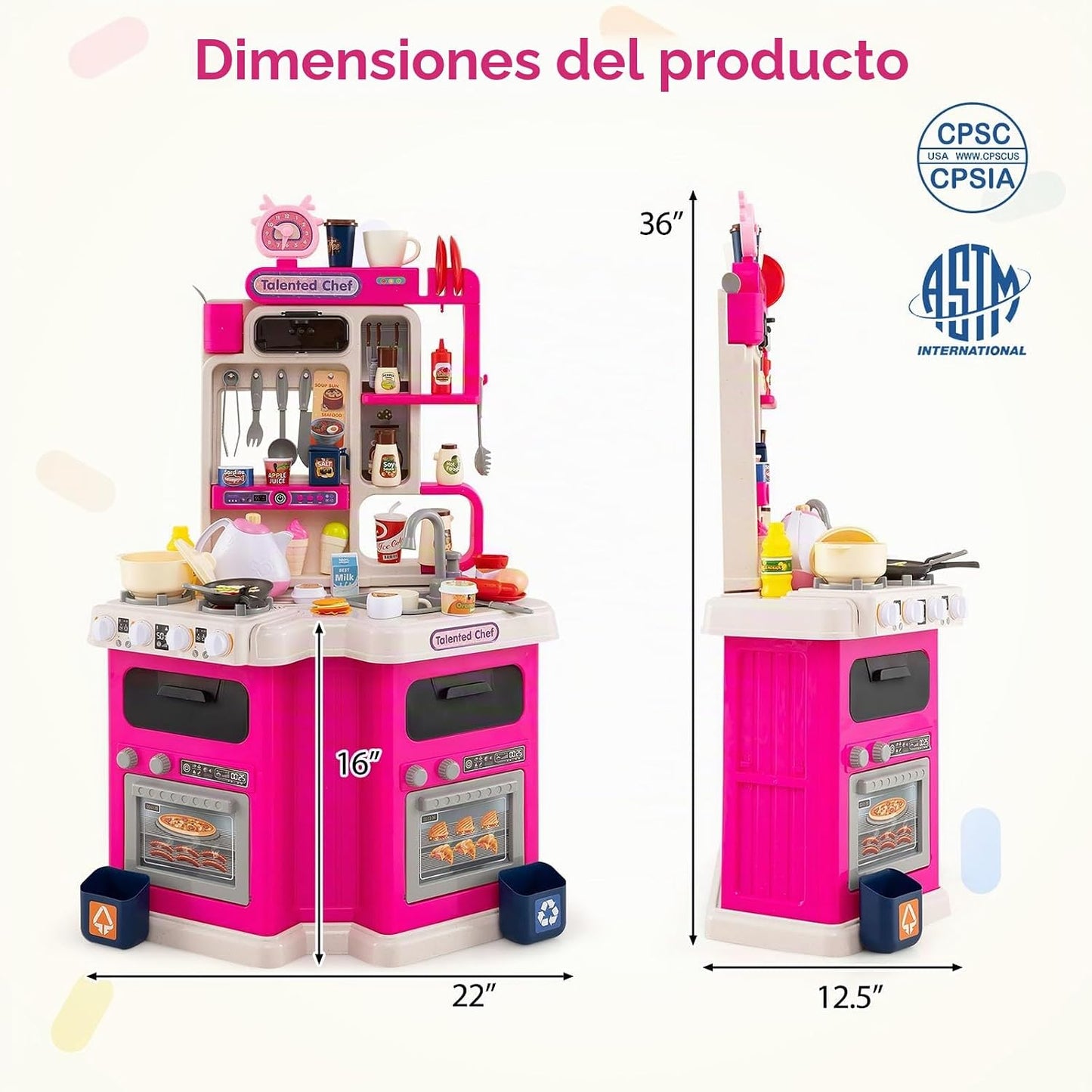 HONEY JOY Juego de cocina esquinera para niños, cocina de plástico...