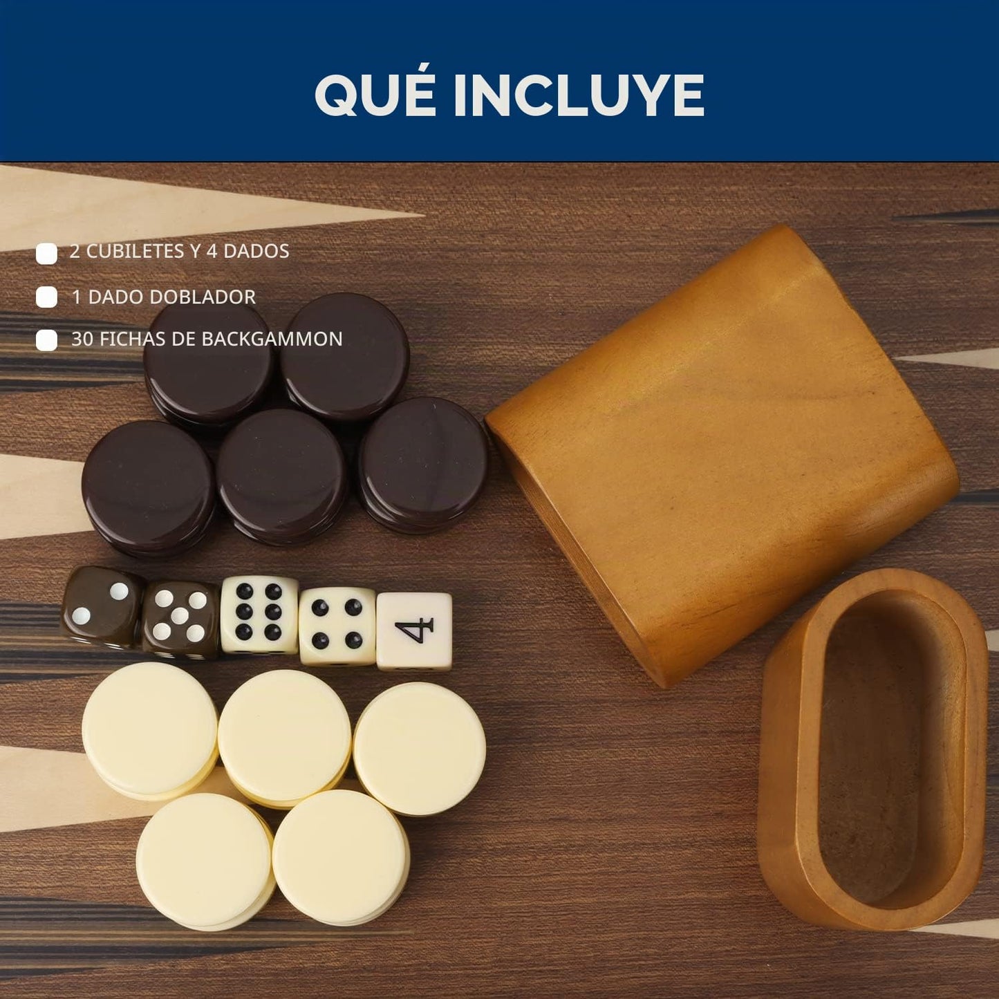 GSE - Juego de tablas de backgammon con incrustaciones de madera pr...