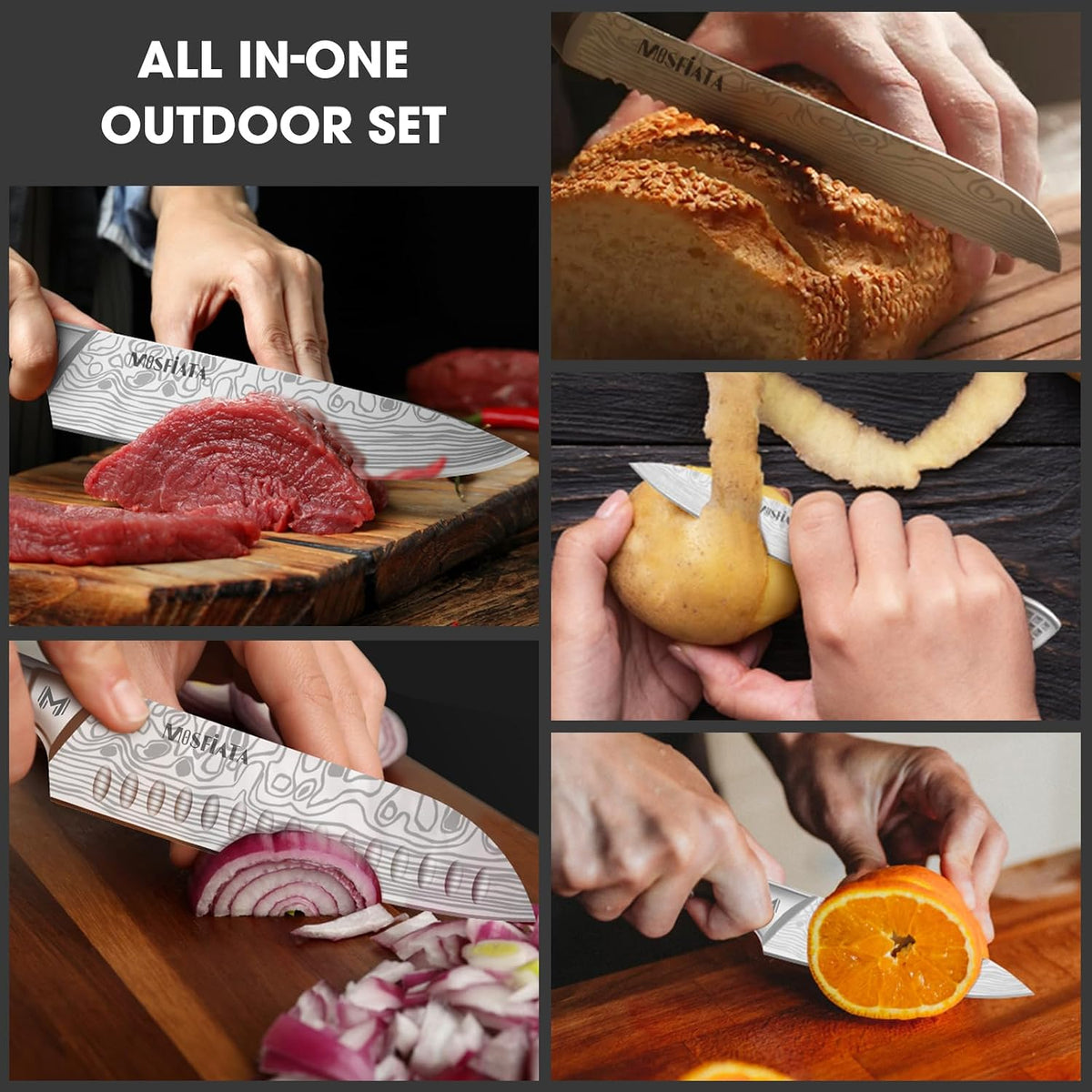 MOSFiATA Juego de cuchillos de cocina, 12 piezas de cuchillos japon...