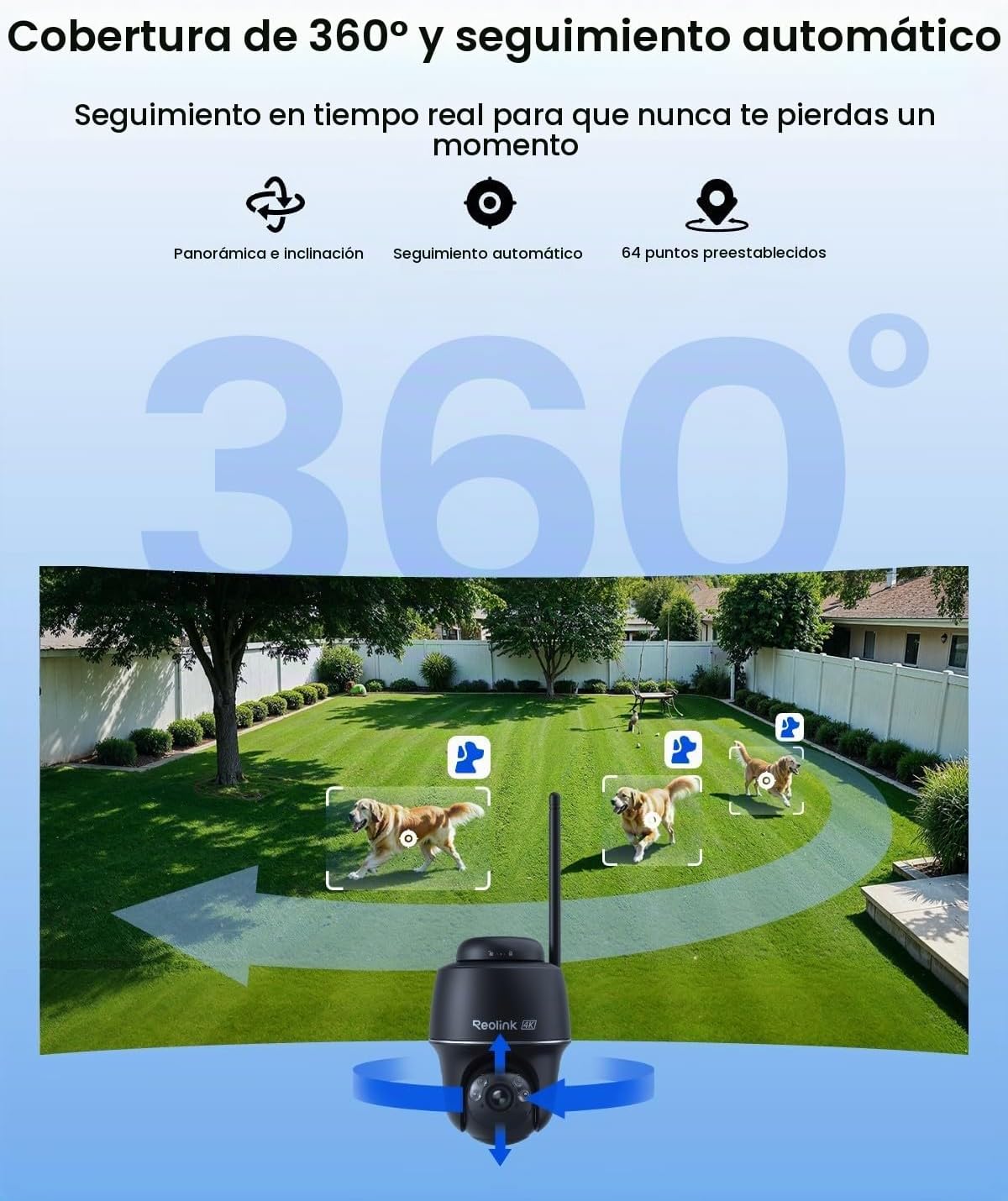 REOLINK Argus PT Ultra First 4K Cámaras de seguridad solar inalámbr...
