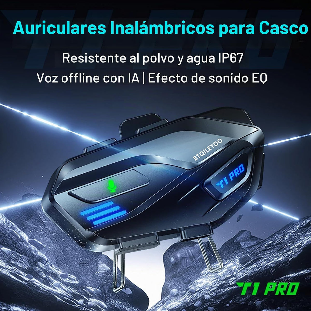BTQILEYOO - Auriculares Bluetooth para motocicleta, T1PRO Bluetooth...