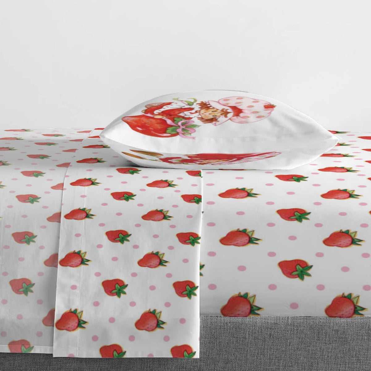 Jay Franco Strawberry Shortcake Juego de sábanas tamaño individual,...