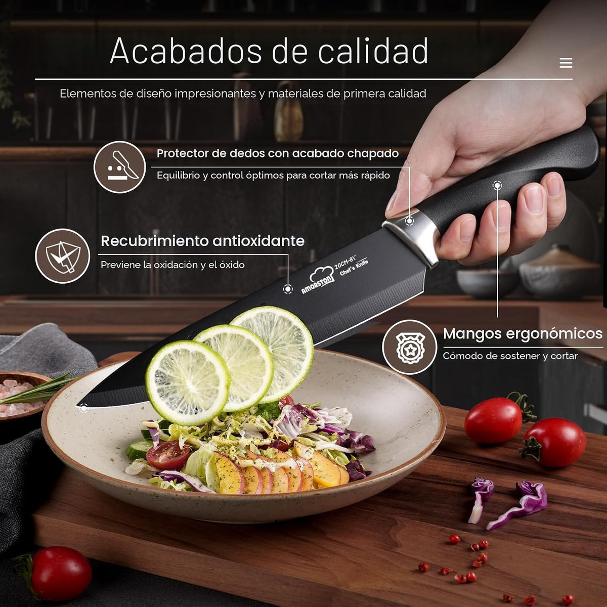 Juego de Cuchillos, Amorston 21 Piezas Juego de Cuchillos de Cocina...