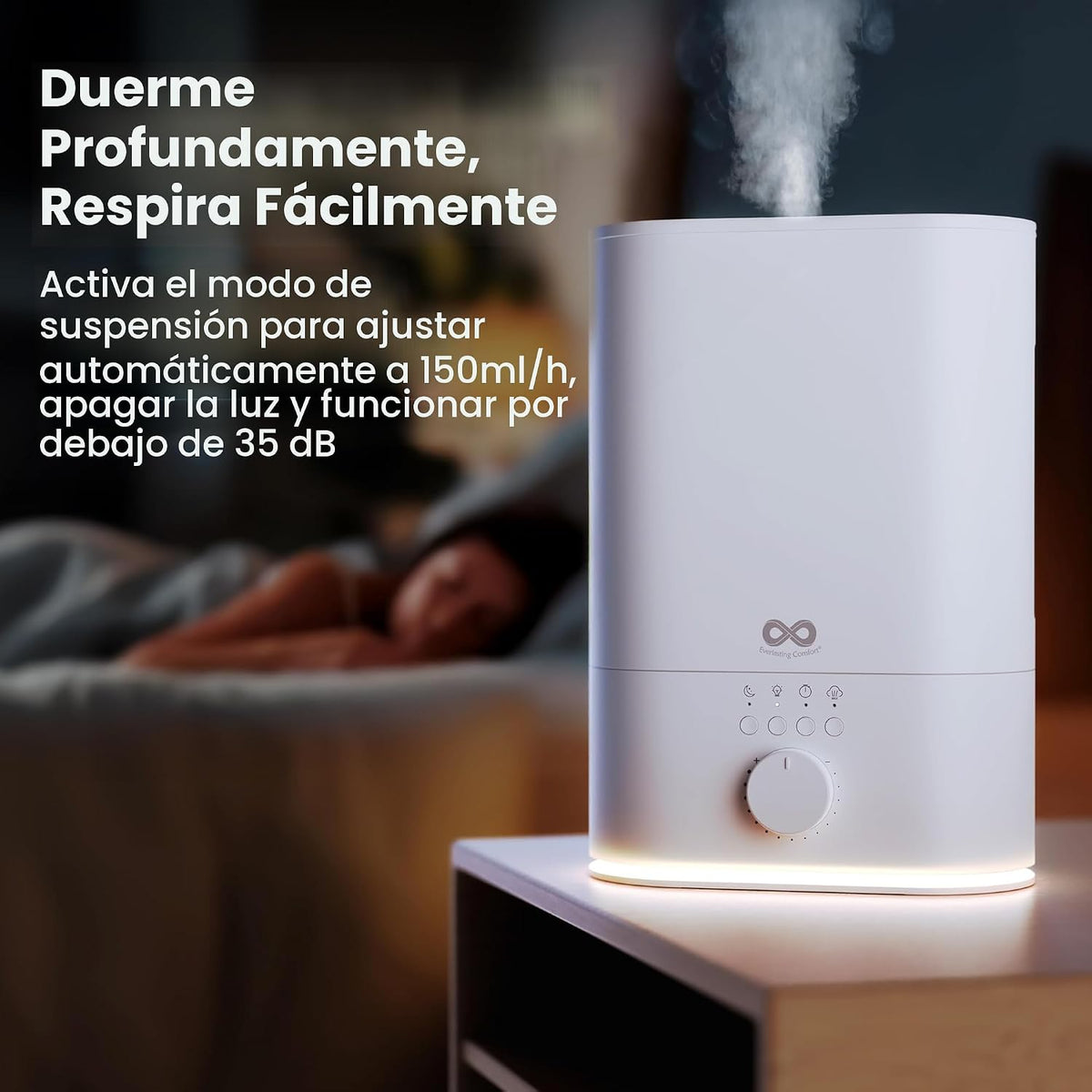 Everlasting Comfort Humidificador grande de 6L para dormitorio, 28...