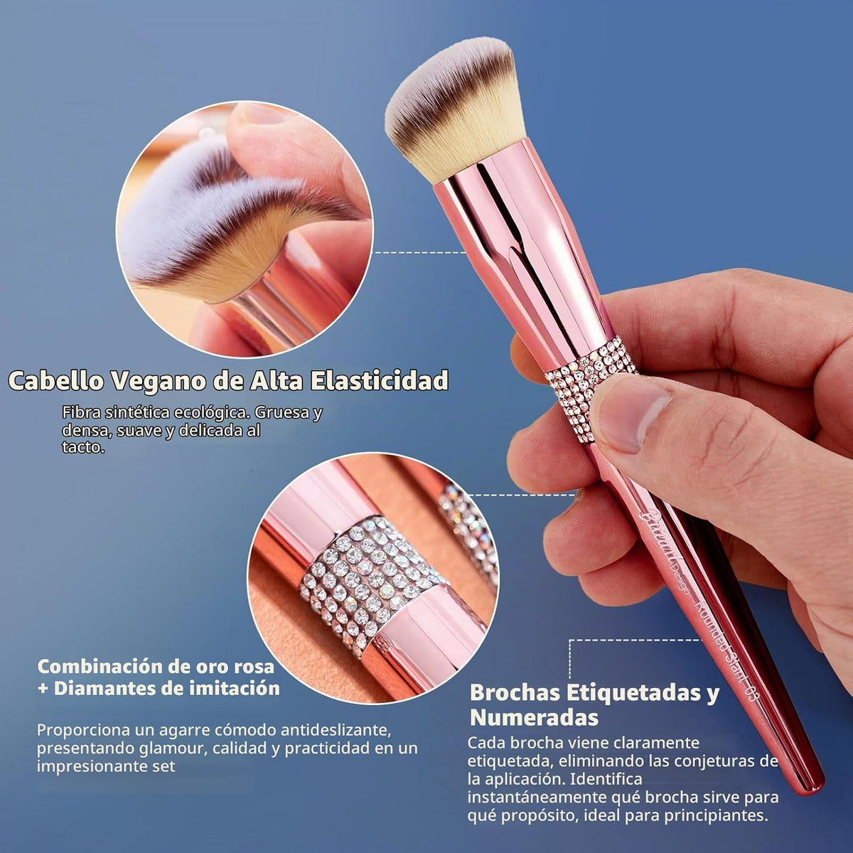 Bueart Design Juego de 16 brochas de maquillaje con elegante estuch...