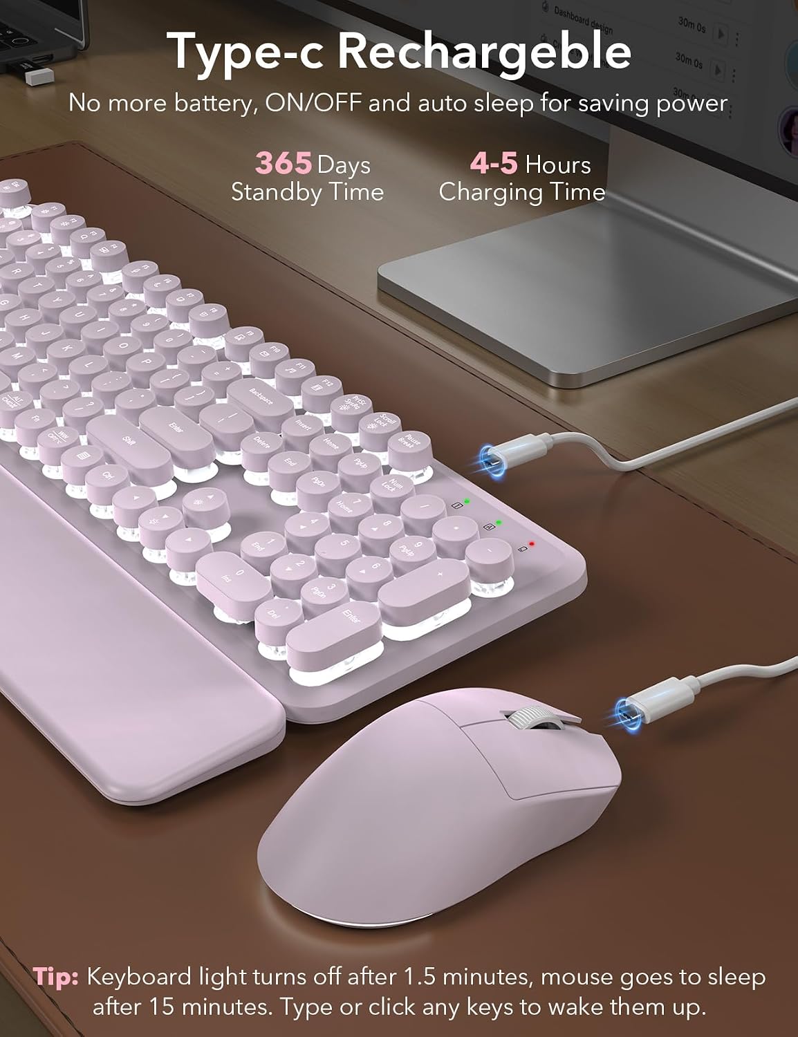 Teclado inalámbrico y mouse retroiluminados \u2013 Teclado de máqui...