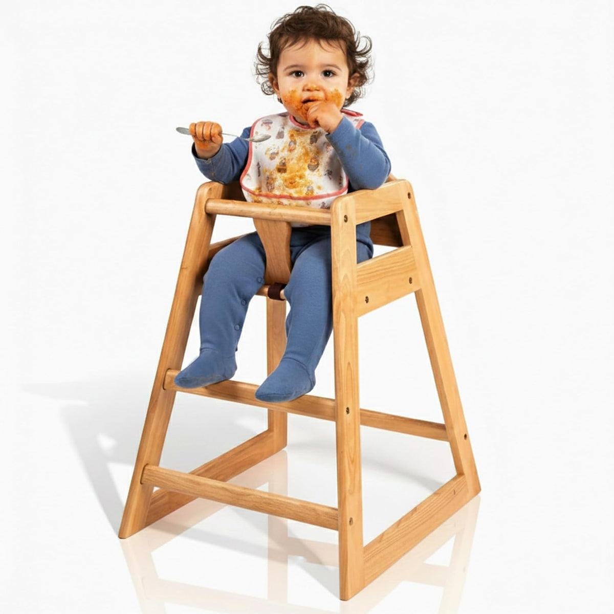 LA Baby Silla alta de madera \u2013 Trona de madera maciza estilo r...