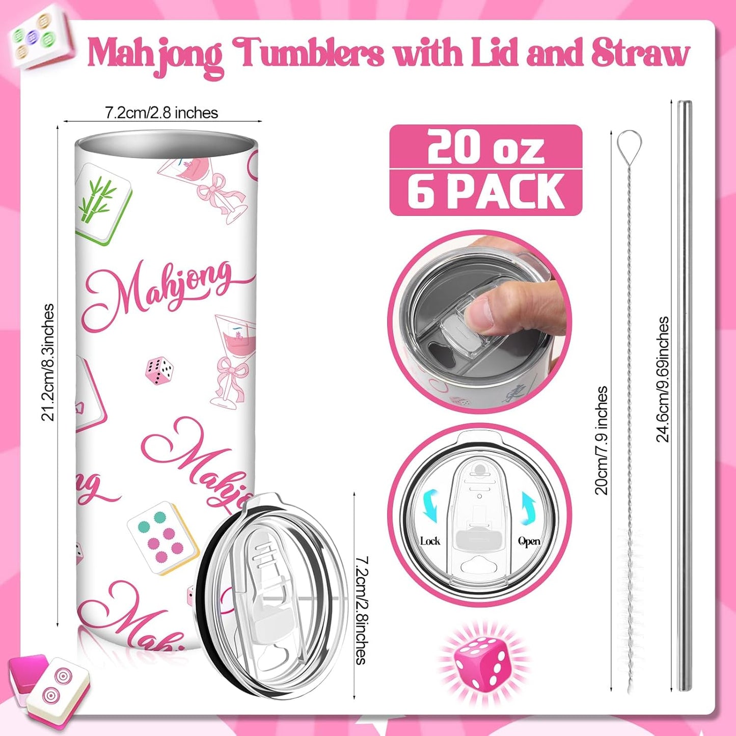 Hsei Paquete de 6 vasos Mahjong, regalos Mahjong para mujeres, 20 o...