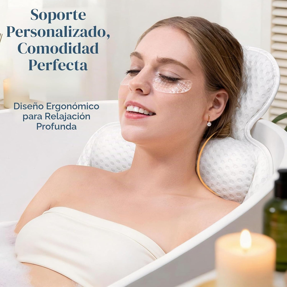 Almohadas de baño para tina, acogedor cojín de bañera para cabeza y...