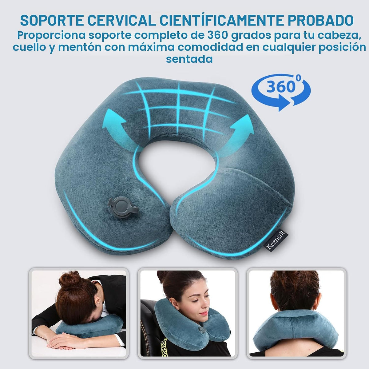 Keemall Almohada Hinchable de Viaje para Cuello en Forma de U, Almo...