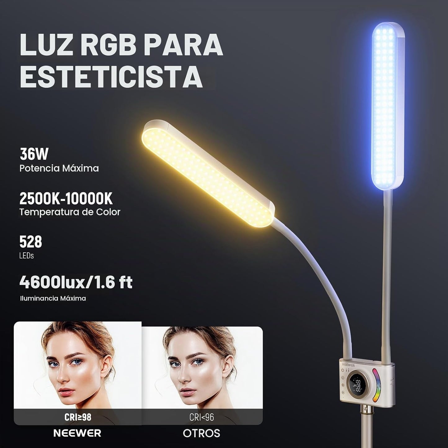 Kit de luz estética RGB NEEWER actualizado con control de aplicació...