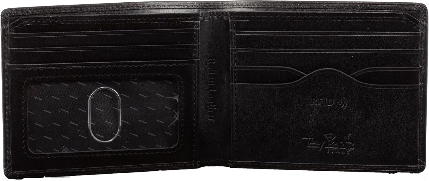 Tony Perotti Billetera plegable de piel italiana para hombre con ta...