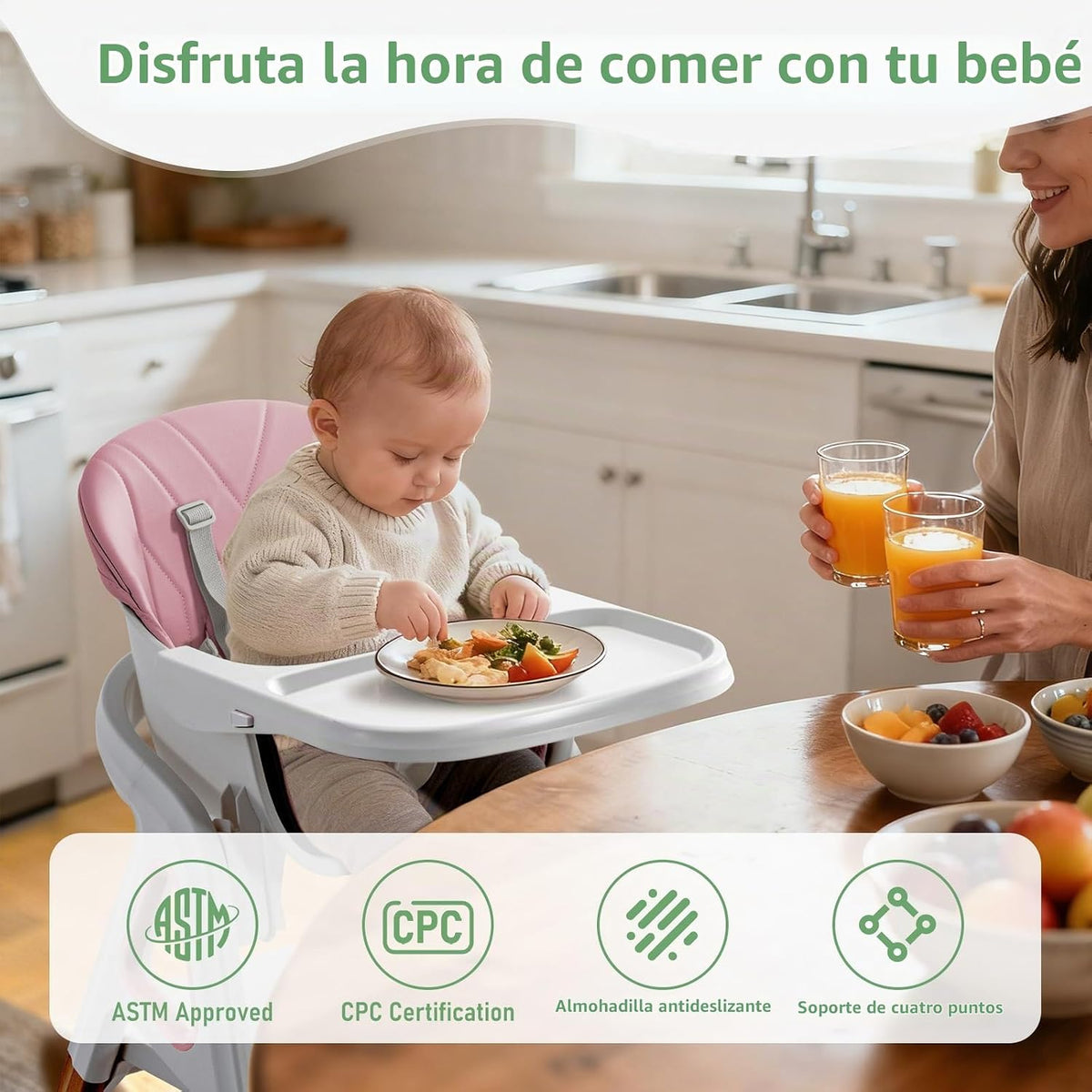 Silla alta para bebé, para bebés y niños pequeños, silla alta conve...