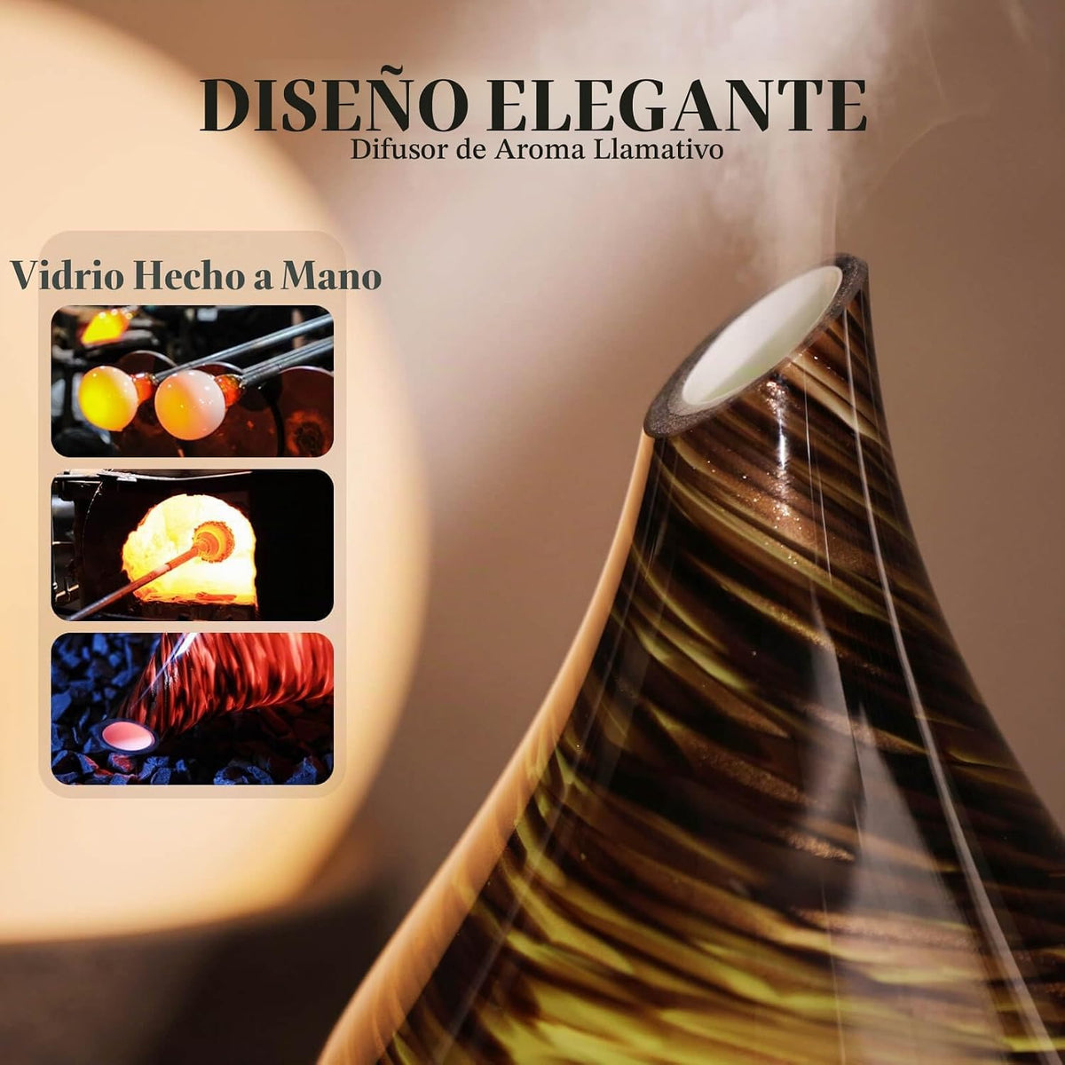 Porseme Difusor de Aceite Esencial de 150ml, Vidrio, Cambia de Colo...
