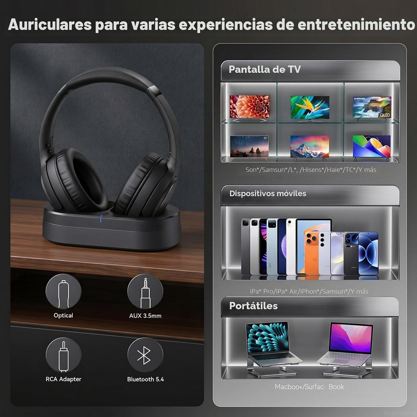 Auriculares inalámbricos para ver televisión, auriculares inalámbri...
