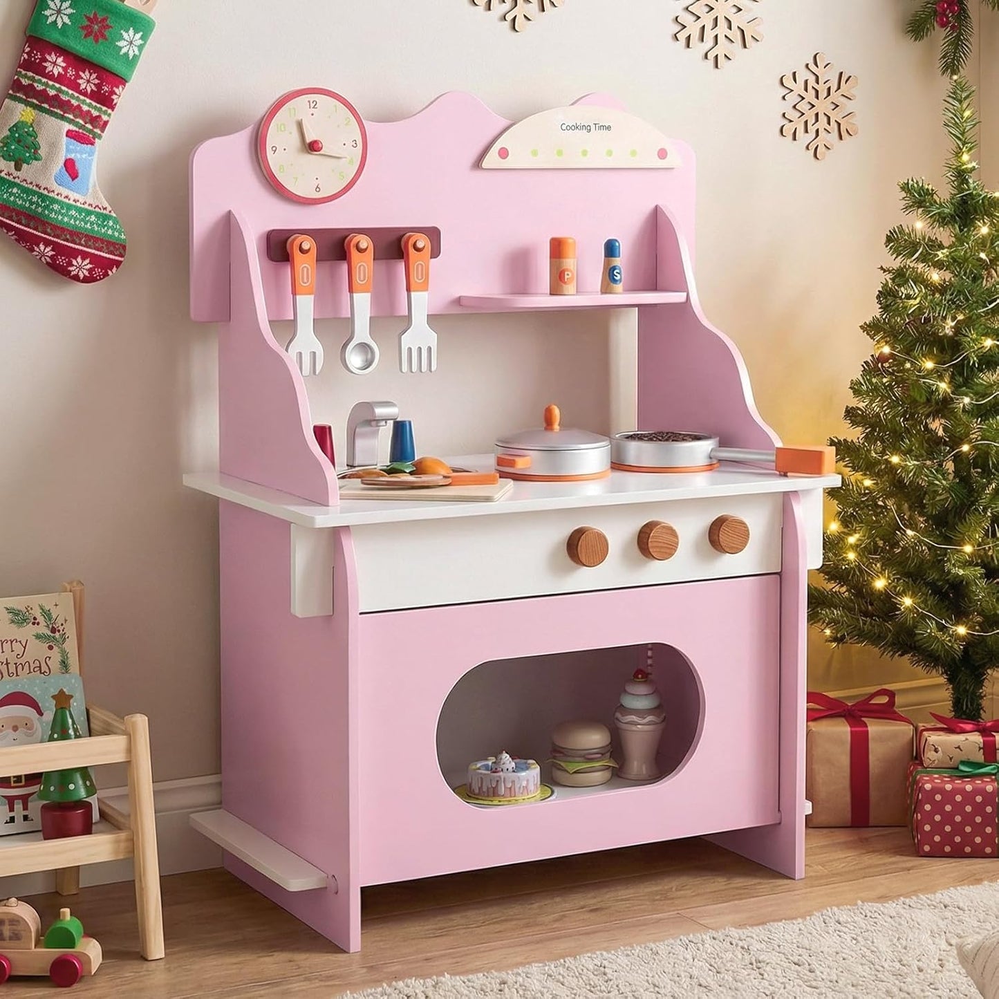 Costzon Juego de cocina para niños, juguete de madera con grifo de...