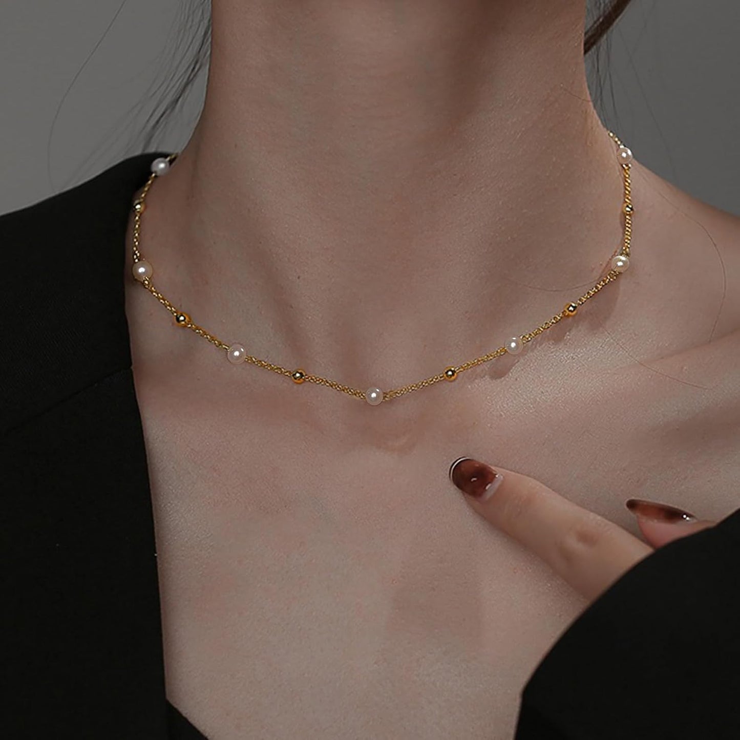 SmileBelle Collares de perlas, gargantilla de perlas de margarita p...