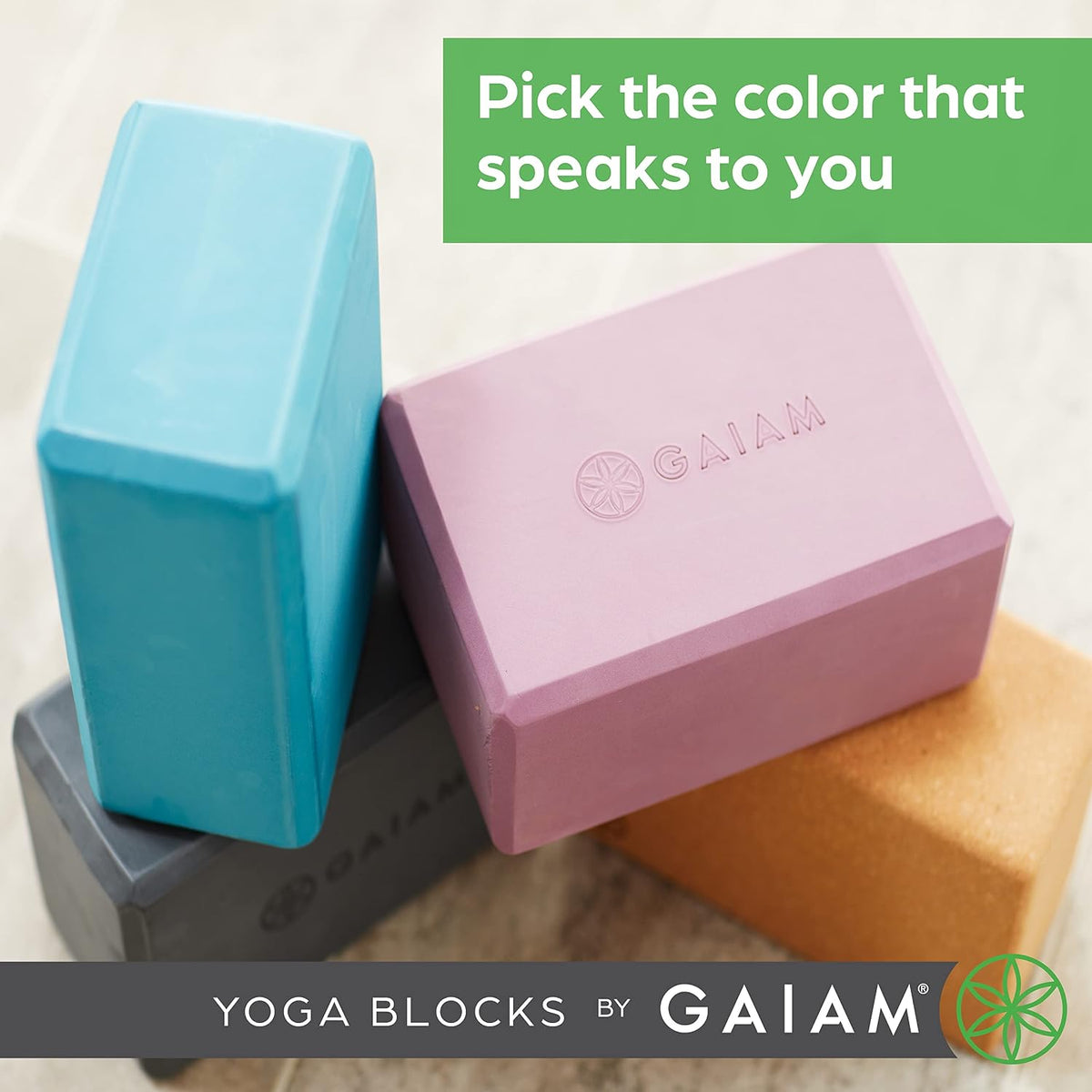 Bloque de yoga Gaiam, espuma EVA para equilibrio y estiramiento (1...