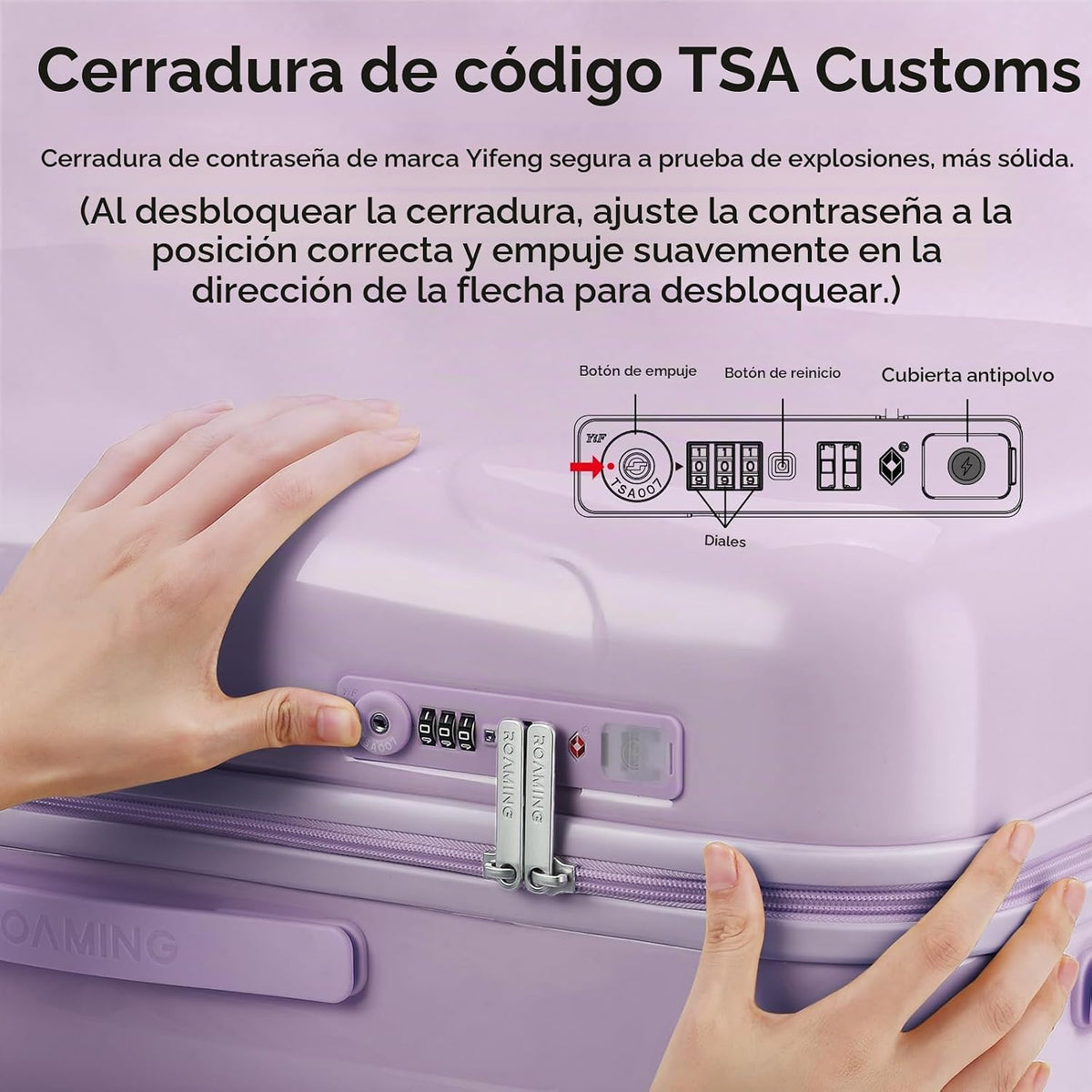 ROAMING Maleta de equipaje de mano lindo púrpura de 20 pulgadas con...