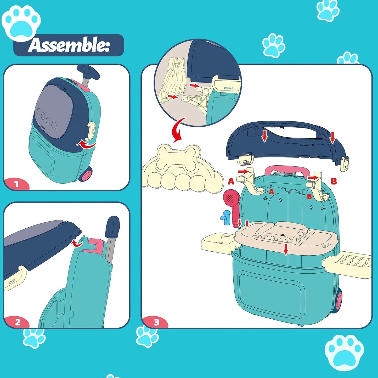 MAGIC4U Juguete de Maleta Transportadora para el Cuidado de Gatos y...