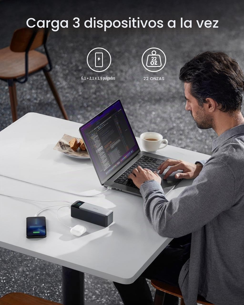 Anker 737 Power Bank, Cargador portátil para laptop de 24,000 mAh c...