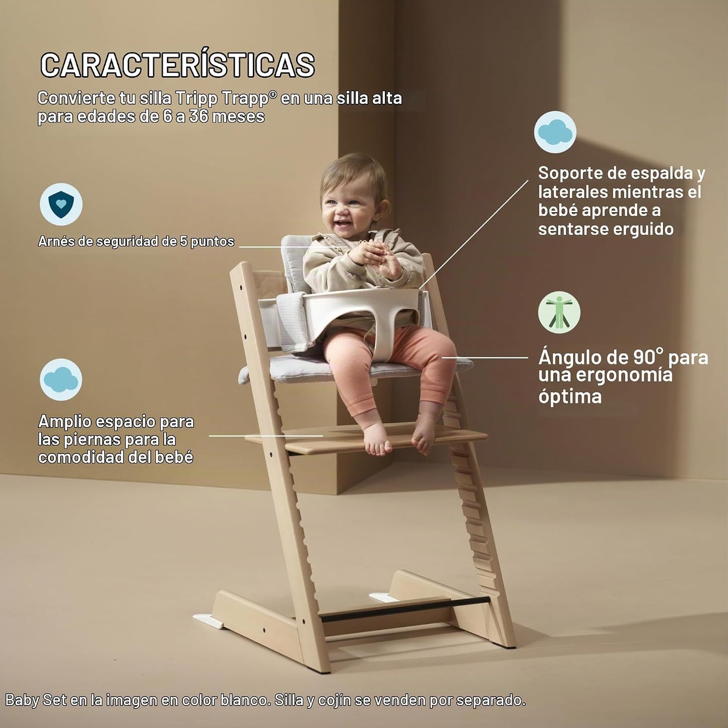 Stokke Tripp Trapp Set para bebé 2, Natural - Edades 6-36 meses - C...