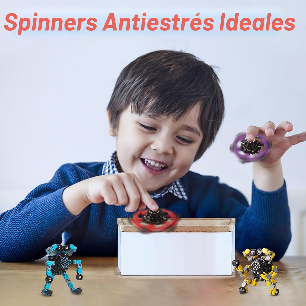 Gokeey Juguetes giratorios transformables de 4 piezas para niños y...