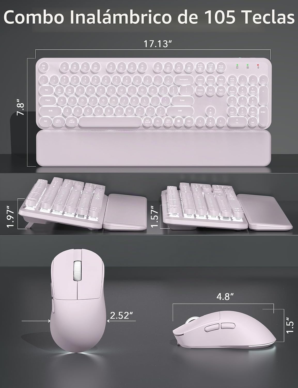 Teclado inalámbrico y mouse retroiluminados \u2013 Teclado de máqui...