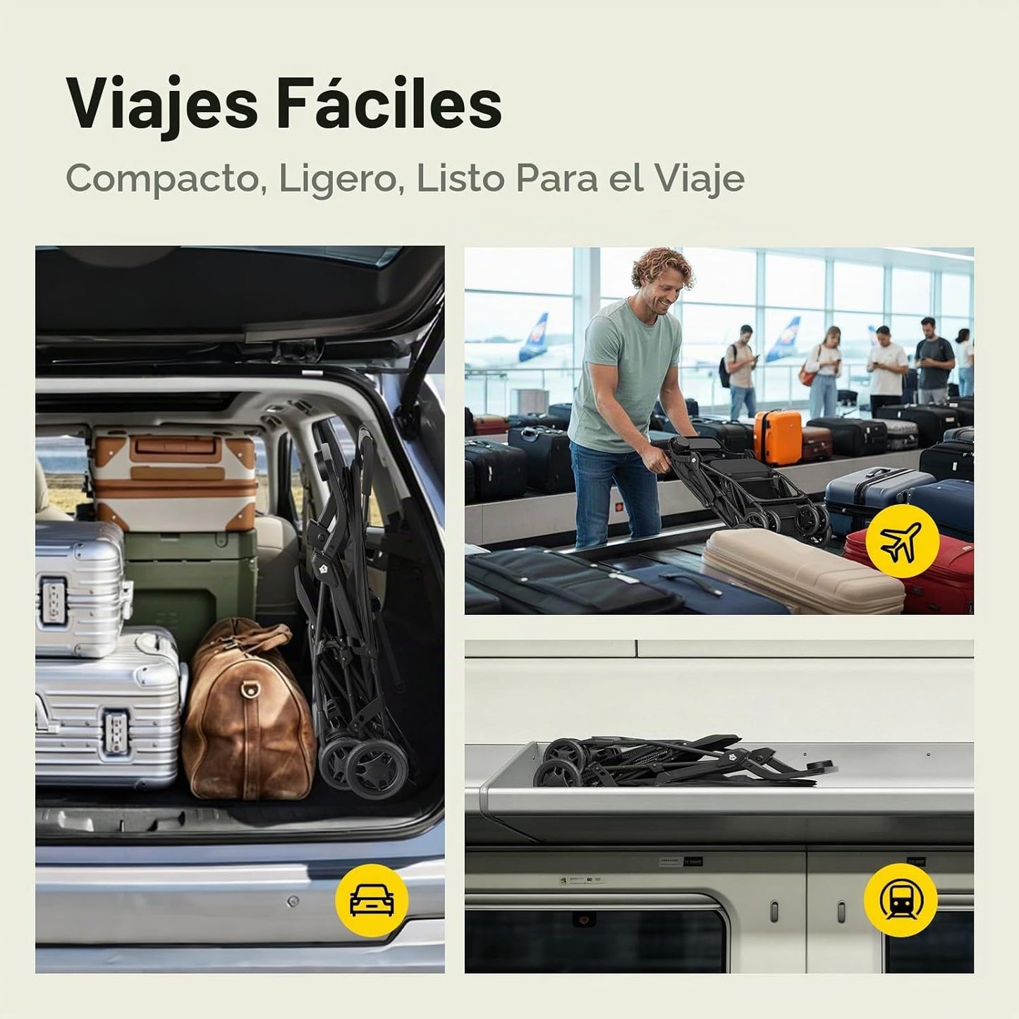 Mamazing Cochecito de viaje ligero con paraguas y asiento reclinabl...