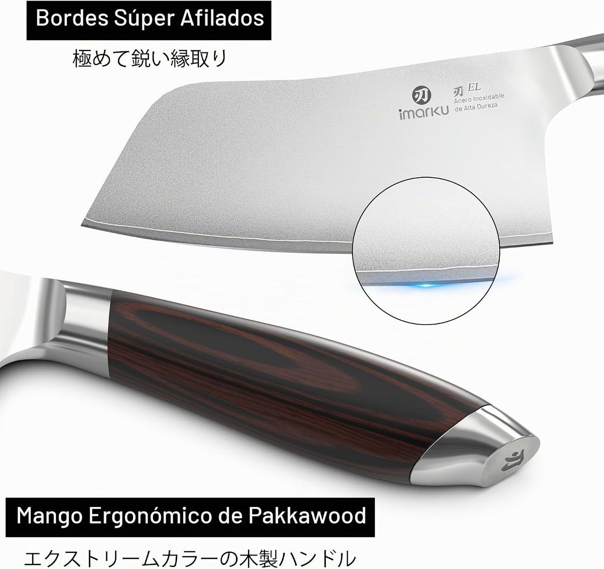 imarku Cuchillo de carnicero japonés de acero inoxidable de alto ca...