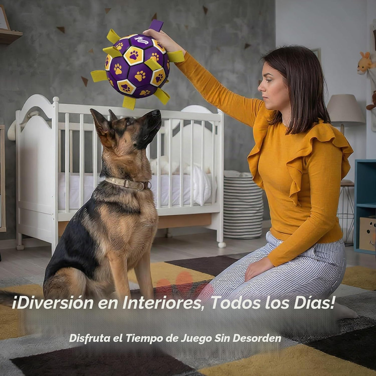 QDAN - Pelota de fútbol de juguete para perros, pelotas duraderas c...
