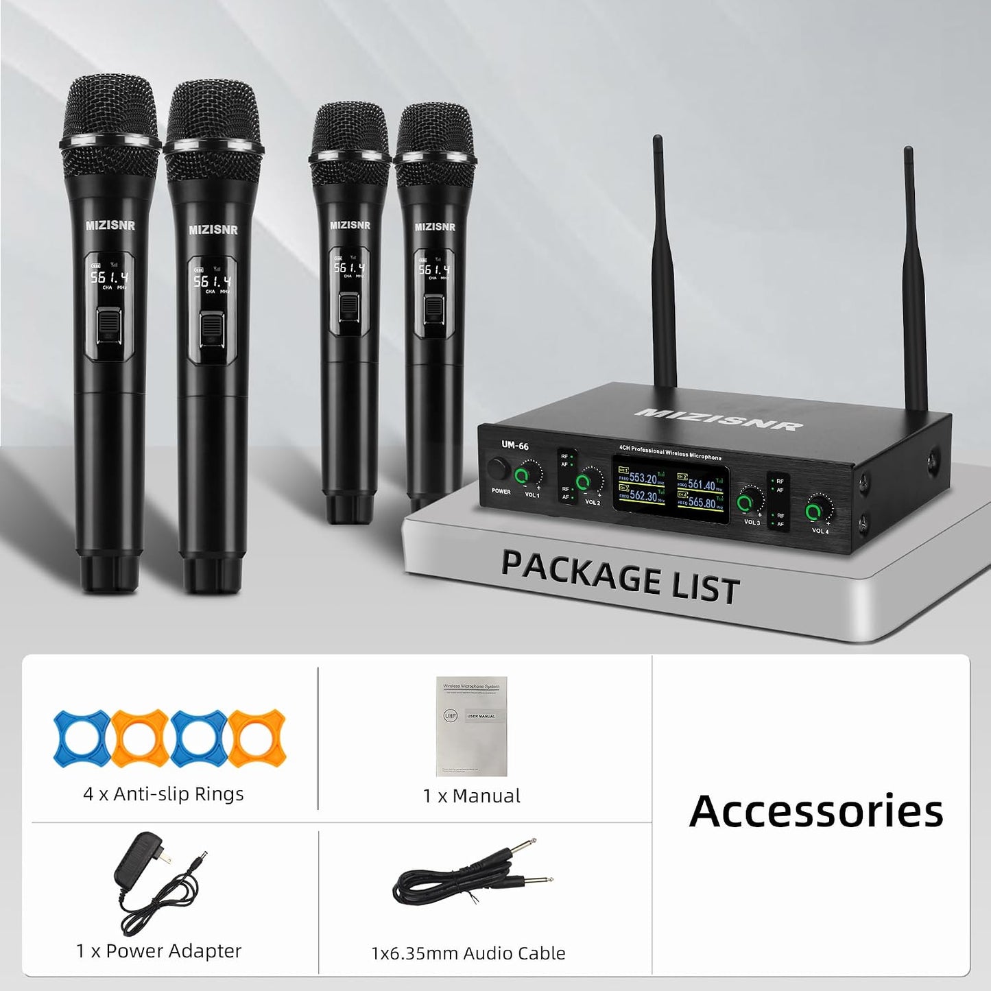 MIZISNR Sistemas de micrófono inalámbrico UHF, juego de micrófono d...